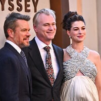 Matt Damon, from left, director Christopher Nolan, and Anne Hathaway attend the premiere of 'The Odyssey' at AMC Lincoln Square in New York, on July 14, 2026. (Evan Agostini/ Invision/ AP)