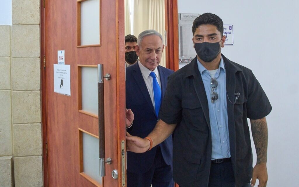 Prime Minister Benjamin Netanyahu leaves the courtroom after a hearing in his corruption trial at the Jerusalem District Court, July 15, 2026. (AP/Ohad Zwigenberg) Prime Minister Benjamin Netanyahu leaves the courtroom after a hearing in his corruption trial at the Jerusalem District Court, July 15, 2026. (AP/Ohad Zwigenberg)
