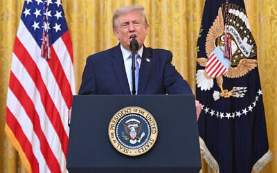 US President Donald Trump speaks in the East Room of the White House, Thursday, July 16, 2026, in Washington. (Saul Loeb/Pool via AP)