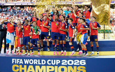 Spain’s team captain Rodri lifts the trophy after Spain won the World Cup final against Argentina in East Rutherford, N.J., near New York, July 19, 2026. (AP Photo/Ashley Landis) Spain’s team captain Rodri lifts the trophy after Spain won the World Cup final against Argentina in East Rutherford, N.J., near New York, July 19, 2026. (AP Photo/Ashley Landis)