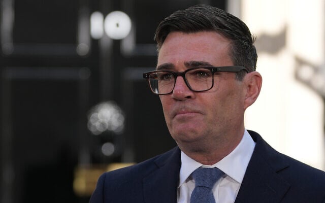 Britain’s new Prime Minister Andy Burnham arrives at 10 Downing Street in London, July 20, 2026. (AP Photo/Kirsty Wigglesworth)