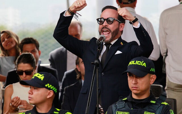 Colombia's President-elect Abelardo de la Espriella speaks during an Independence Day military parade in Bogotá, July 20, 2026. (AP Photo/Miguel Angel Lopez)