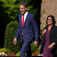 Ed Miliband and Shabana Mahmood arrive for a cabinet meeting in London, July 20, 2026. (AP Photo/ Kirsty Wigglesworth)