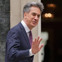 Ed Miliband, Britain’s new foreign secretary, arrives for a Cabinet meeting in Downing Street in London, July 21, 2026. (AP Photo/Kirsty Wigglesworth)