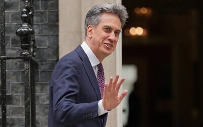 Ed Miliband, Britain’s new foreign secretary, arrives for a Cabinet meeting in Downing Street in London, July 21, 2026. (AP Photo/Kirsty Wigglesworth)