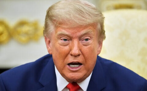US President Donald Trump speaks during a meeting with Lebanese President Joseph Aoun (not pictured) in the Oval Office at the White House,  in Washington, July 21, 2026. (Mark Schiefelbein/AP)