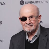 Salman Rushdie attends the premiere of the documentary film “Knife: The Attempted Murder of Salman Rushdie” during the Sundance Film Festival on January 25, 2026, at The Ray in Park City, Utah. (AP Photo/Chris Pizzello)