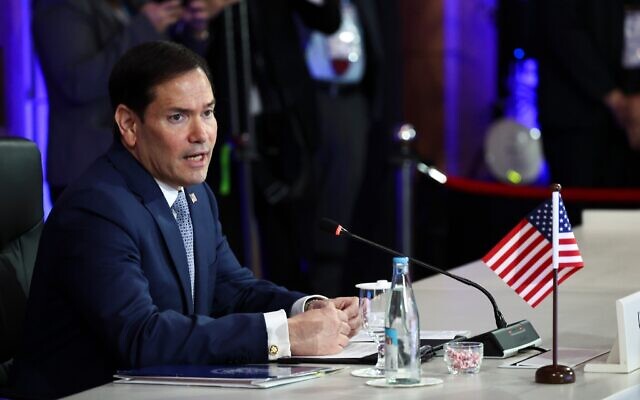 US Secretary of State Marco Rubio delivers an opening statement during the ASEAN Post-Ministerial Conference with US on the sidelines of the ASEAN Foreign Ministers’ Meeting at the Philippine International Convention Center in Pasay, Metro Manila, Philippines, July 22, 2026. (Eloisa Lopez/Pool Photo via AP)