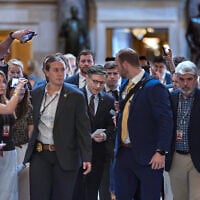 Speaker of the House Mike Johnson, a Louisiana Republican, heads to the chamber for a series of votes on US President Donald Trump’s priorities, at the Capitol in Washington, DC, July 22, 2026. (AP/J. Scott Applewhite)