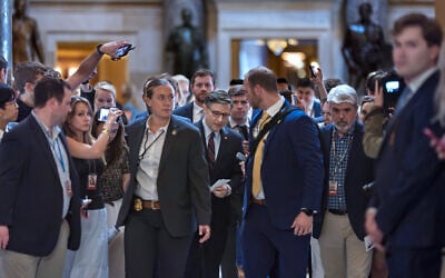Speaker of the House Mike Johnson, a Louisiana Republican, heads to the chamber for a series of votes on US President Donald Trump’s priorities, at the Capitol in Washington, DC, July 22, 2026. (AP/J. Scott Applewhite)