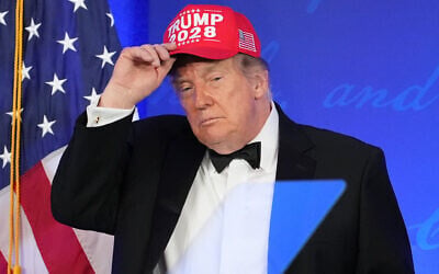 US President Donald Trump speaks at the White House Correspondents’ Association dinner at the Waldorf Astoria hotel in Washington on July 24, 2026. (AP Photo/Mark Schiefelbein)
