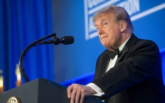 US President Donald Trump speaks during the White House Correspondents’ Association Dinner, at the Waldorf Astoria Washington DC, July 24, 2026, in Washington. (AP Photo/Rod Lamkey, Jr.)