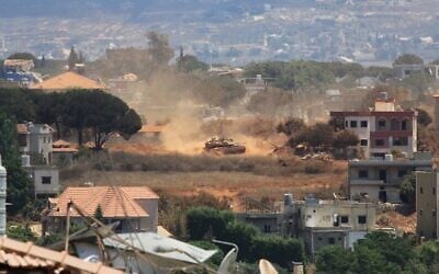 An Israeli tank drives through Zawtar al-Sharqiyah village, occupied by Israeli forces, as seen from the southern Lebanon village of Zawtar al-Gharbieh, on July 27, 2026. (AP/Mustafa Jamalddine) An Israeli tank drives through Zawtar al-Sharqiyah village, occupied by Israeli forces, as seen from the southern Lebanon village of Zawtar al-Gharbieh, on July 27, 2026. (AP/Mustafa Jamalddine)
