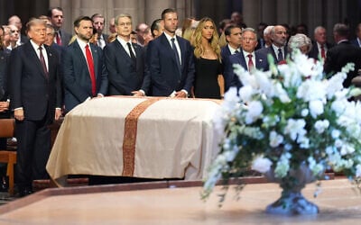 US President Donald Trump, Vice President JD Vance, Treasury Secretary Scott Bessent, Eric Trump and his wife Lara,, White House Special Envoy to the Middle East Steve Witkoff and White House chief of staff Susie Wiles attend the funeral of senator Lindsey Graham at the Washington National Cathedral, July 28, 2026, in Washington. (AP Photo/Alex Brandon) US President Donald Trump, Vice President JD Vance, Treasury Secretary Scott Bessent, Eric Trump and his wife Lara,, White House Special Envoy to the Middle East Steve Witkoff and White House chief of staff Susie Wiles attend the funeral of senator Lindsey Graham at the Washington National Cathedral, July 28, 2026, in Washington. (AP Photo/Alex Brandon)