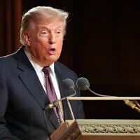 US President Donald Trump speaks at the funeral of Sen. Lindsey Graham, R-SC, at the Washington National Cathedral, July 28, 2026, in Washington. (AP/ Alex Brandon, Pool)