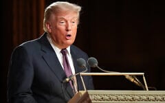 US President Donald Trump speaks at the funeral of Sen. Lindsey Graham, R-SC, at the Washington National Cathedral, July 28, 2026, in Washington. (AP/ Alex Brandon, Pool)
