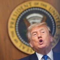 US President Donald Trump speaks during a cabinet meeting, July 31, 2026, at Camp David, the presidential retreat, near Thurmont, Md., July 31, 2026. (AP Photo/Jacquelyn Martin)