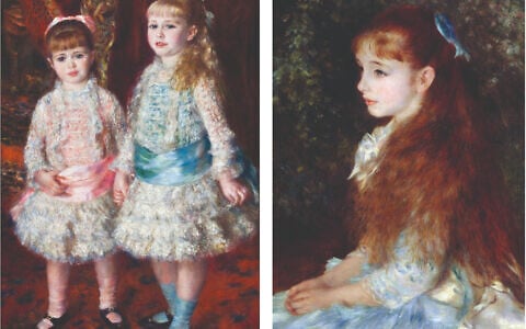 Left: 'Pink and Blue' painting (1881) of Alice and Elisabeth Cahen d’Anvers by Pierre-Auguste Renoir (History and Art Collection/Alamy). Right: 'Little Irène' painting (1880) of Irène Cahen d’Anvers  by Pierre-Auguste Renoir (incamerastock/Alamy)