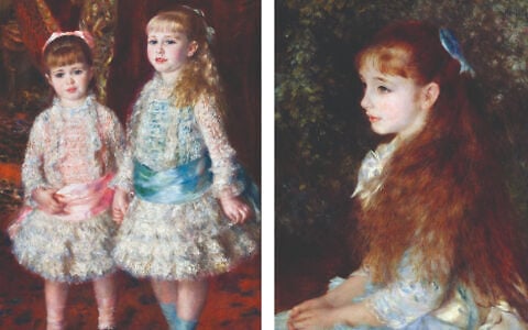 Left: 'Pink and Blue' painting (1881) of Alice and Elisabeth Cahen d’Anvers by Pierre-Auguste Renoir (History and Art Collection/Alamy). Right: 'Little Irène' painting (1880) of Irène Cahen d’Anvers  by Pierre-Auguste Renoir (incamerastock/Alamy)