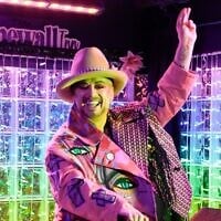 Boy George kicks off PRIDE week with a surprise popup DJ set at Stonewall Inn, June 20, 2026, in New York City. (Astrida Valigorsky/Getty Images via JTA)