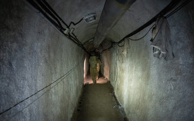 Inside a Hezbollah tunnel near the Beaufort Castle in southern Lebanon, July 7, 2026. (Emanuel Fabian/Times of Israel) Inside a Hezbollah tunnel near the Beaufort Castle in southern Lebanon, July 7, 2026. (Emanuel Fabian/Times of Israel)