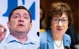 Maine Democratic nominee for US Senate Troy Jackson (L) and Maine Republican incumbent Sen. Susan Collins (R). (Tom Williams/Bill Clark/CQ-Roll Call, Inc via Getty Images via JTA)