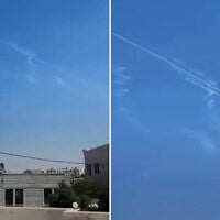 Footage posted to social media shows the interception of Iranian missiles over Jordan, July 9, 2026. (Screenshots/Al Jazeera via Youtube)