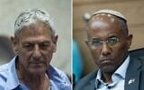 Yesh Atid MK Ram Ben Barak (left) in the Knesset plenum on April 27, 2026. (Chaim Goldberg/Flash90); Religious Zionism MK Moshe Solomon seen in a Knesset committee meeting on June 28, 2026. (Yonatan Sindel/Flash90)