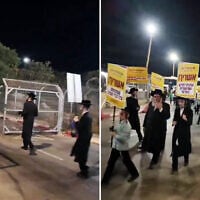 Haredi rioters break into the IDF's Beit Lid base, July 8, 2026. (Screenshots/X; used in accordance with Clause 27a of the Copyright Law)