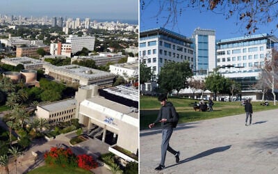 Left to right: An aerial view of Tel Aviv University (Tel Aviv University); Haifa's Technion campus. (Technion Spokesperson's Office)