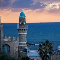 View of a seaside mosque in Jaffa, February 15, 2024. (Jamal Awad/Flash90)