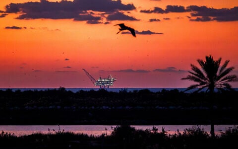Illustrative: View of the Leviathan gas field gas processing rig on November 30, 2024. (Dor Pazuelo/Flash90)