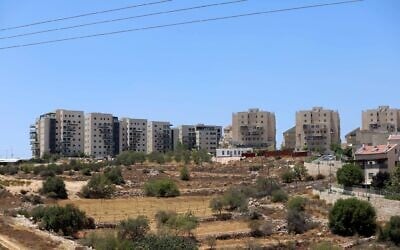 View of the Israeli settlement of Efrat, in the West Bank, July 31, 2025. (Wisam Hashlamoun/Flash90)