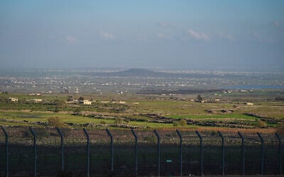 View of the Israeli border with Syria, as seen from the northern Golan Heights, April 11, 2026 (Michael Giladi/Flash90)