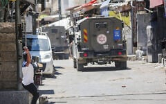 Israeli security forces operate during a raid in the West Bank city of Nablus on June 7, 2026. (Nasser Ishtayeh/Flash90)