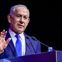 Prime minister Benjamin Netanyahu at the Muni Expo 2026 conference in Tel Aviv, on June 24, 2026. (Avshalom Sassoni/Flash90)