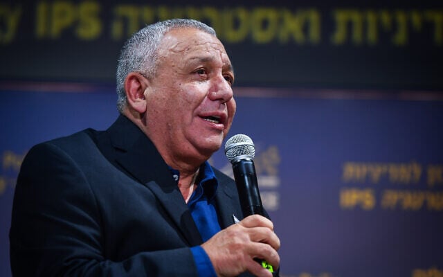 Yashar chairman Gadi Eisenkot attends the Herzliya conference at the Reichman University, July 1, 2026. (Avshalom Sassoni/Flash90)