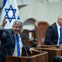 National Security Minister Itamar Ben Gvir attends a plenum session at the assembly hall of the Knesset, in Jerusalem, July 1, 2026. (Chaim Goldberg/Flash90)