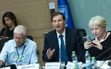 Likud MK Boaz Bismuth leads a Foreign Affairs and Defense Committee meeting in Knesset, Jerusalem, July 1, 2026. (Yonatan Sindel/Flash90)