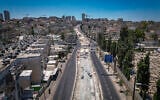 View of construction work on the Jerusalem Light Rail in the Bar-Ilan area of Jerusalem, July 2, 2026 (Chaim Goldberg/Flash90)