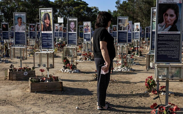 Bereaved families visit at the site of the Nova music festival massacre near Gaza border, marking the 1,000th day since the October 7, 2023 massacre, July 2, 2026. (Tsafrir Abayov/Flash90)