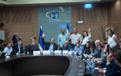 MK Simcha Rothman leads a Constitution, Law and Justice Committee meeting at the Knesset in Jerusalem, July 6, 2026. (Yonatan Sindel/ Flash90)