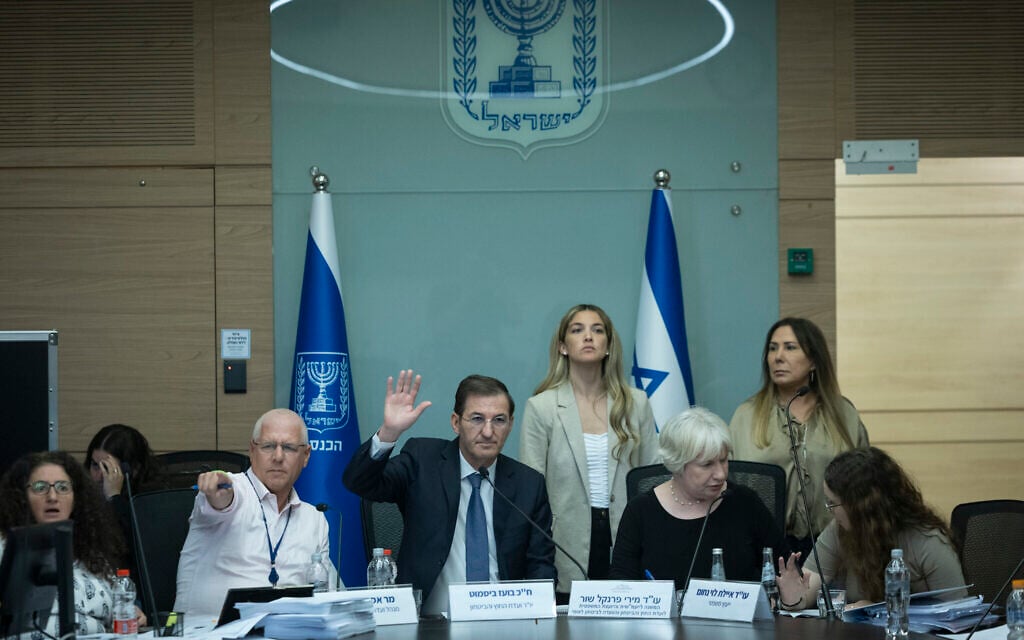 MK Boaz Bismuth leads a vote during a Foreign Affairs and Defense Committee meeting at the Knesset in Jerusalem, July 12, 2026 (Chaim Goldberg/Flash90) MK Boaz Bismuth leads a vote during a Foreign Affairs and Defense Committee meeting at the Knesset in Jerusalem, July 12, 2026 (Chaim Goldberg/Flash90)