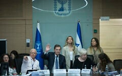 MK Boaz Bismuth leads a vote during a Foreign Affairs and Defense Committee meeting at the Knesset in Jerusalem, July 12, 2026 (Chaim Goldberg/Flash90)