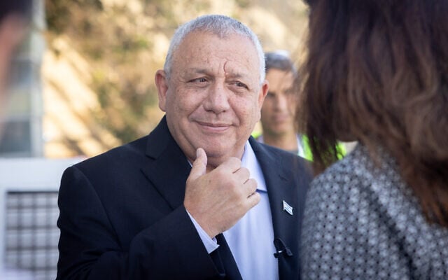 Yashar party leader Gadi Eisenkot attends a conference in Tel Aviv on July 12, 2026. (Miriam Alster/Flash90)