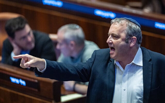 Democrats MK Gilad Kariv reacts during a plenum session on a law to weaken the powers of the attorney general, in the Knesset in Jerusalem, July 15, 2026. (Yonatan Sindel/Flash90) Democrats MK Gilad Kariv reacts during a plenum session on a law to weaken the powers of the attorney general, in the Knesset in Jerusalem, July 15, 2026. (Yonatan Sindel/Flash90)