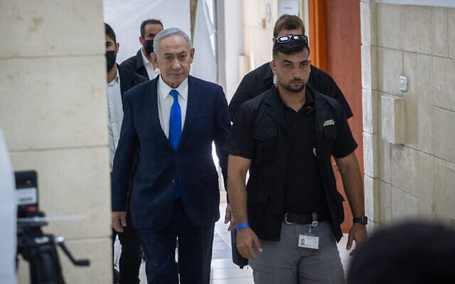 Prime Minister Benjamin Netanyahu for a court hearing in his trial, at the Jerusalem District Court on July 15, 2026. (Yonatan Sindel/Flash90) Prime Minister Benjamin Netanyahu for a court hearing in his trial, at the Jerusalem District Court on July 15, 2026. (Yonatan Sindel/Flash90)