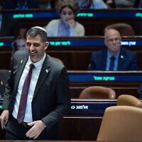 Communications Minister Shlomo Karhi attends a vote at the plenum hall of the Knesset in Jerusalem, on July 16, 2026. (Yonatan Sindel/Flash90)