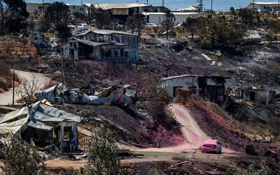 Damage caused by a fire that broke out a day earlier in the Israeli settlement of Havat Gilad in the West Bank, seen on July 19, 2026. (Chaim Goldberg/Flash90) Damage caused by a fire that broke out a day earlier in the Israeli settlement of Havat Gilad in the West Bank, seen on July 19, 2026. (Chaim Goldberg/Flash90)