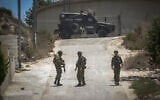 IDF soldiers operate in the village of Tell, near the West Bank city of Nablus, July 25, 2026. (Nasser Ishtayeh/Flash90)